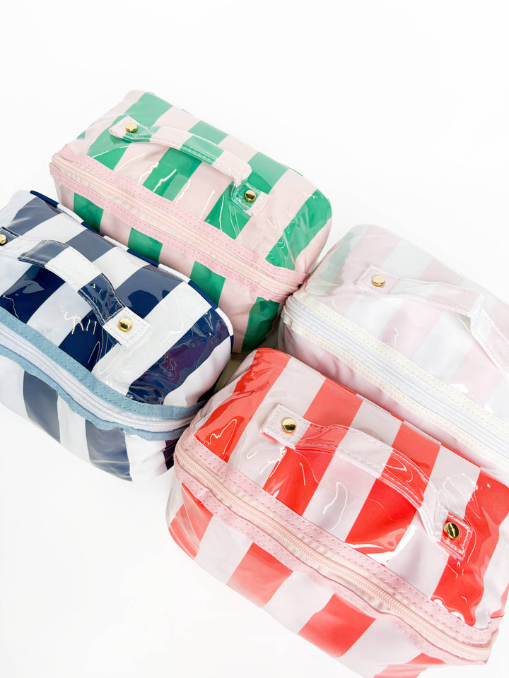 Cosmetic Toiletry Bag-Gloss & Go - Colorful Stripe Wipeable