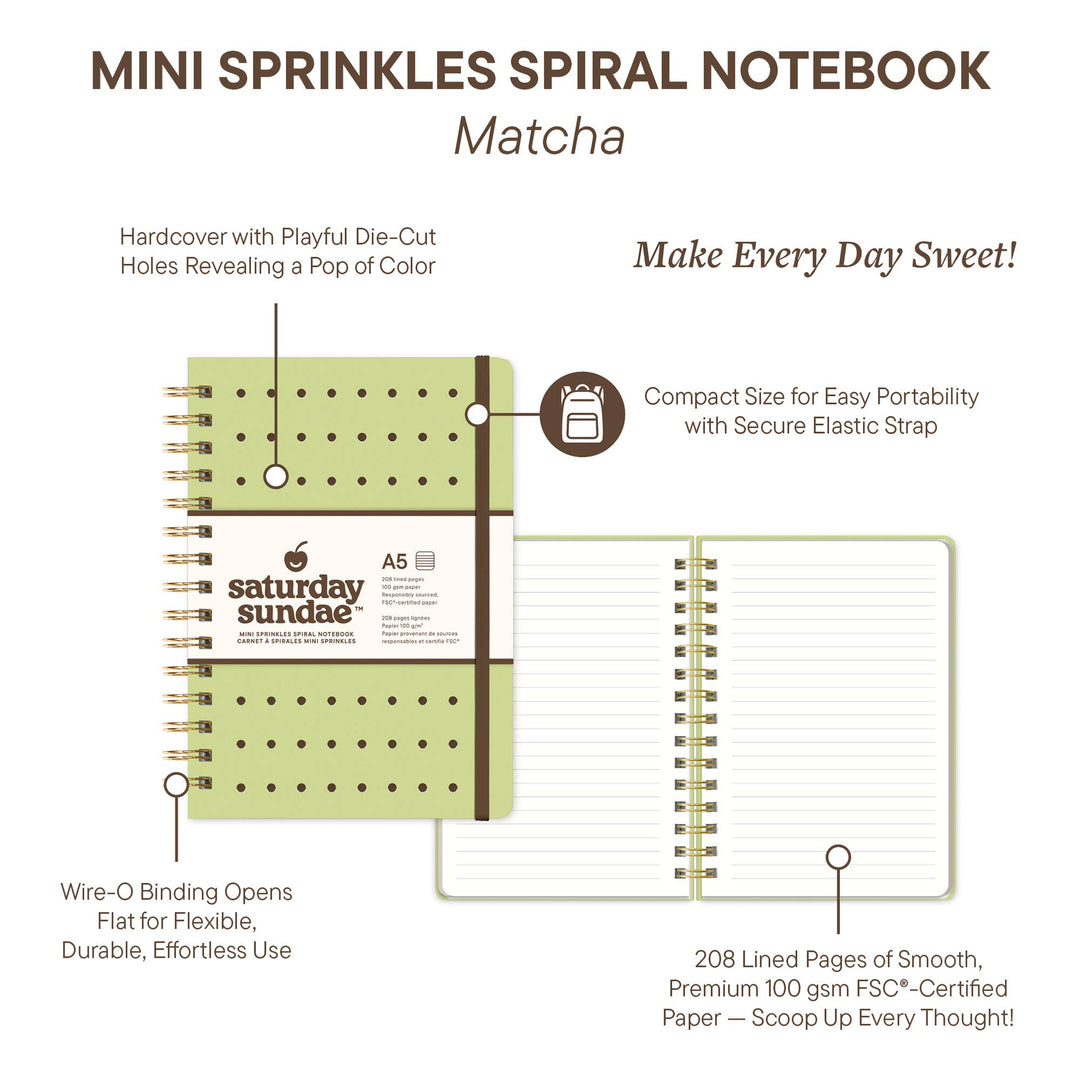 Spiral Notebook-Matcha A5 Mini Sprinkles