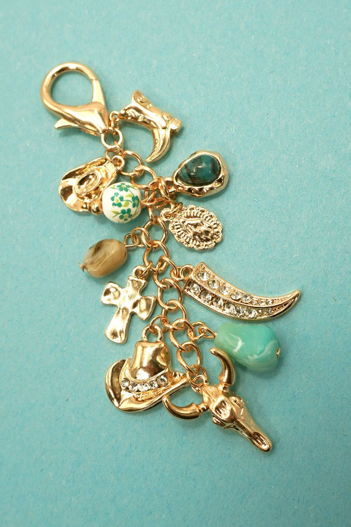 Bag Charm-Western Porcelain Cross Boot Cowboy Hat