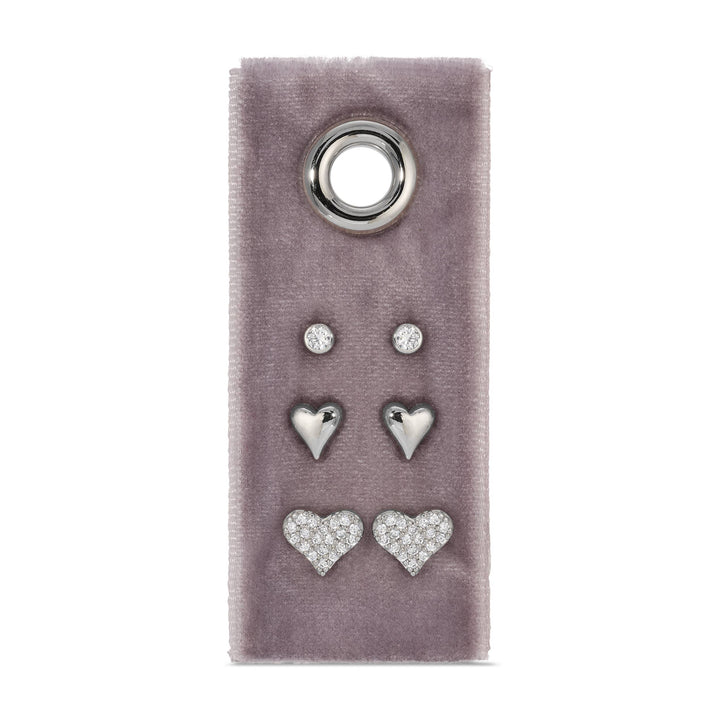 Velvet Gift Tag Trio-Gold Heart Studs