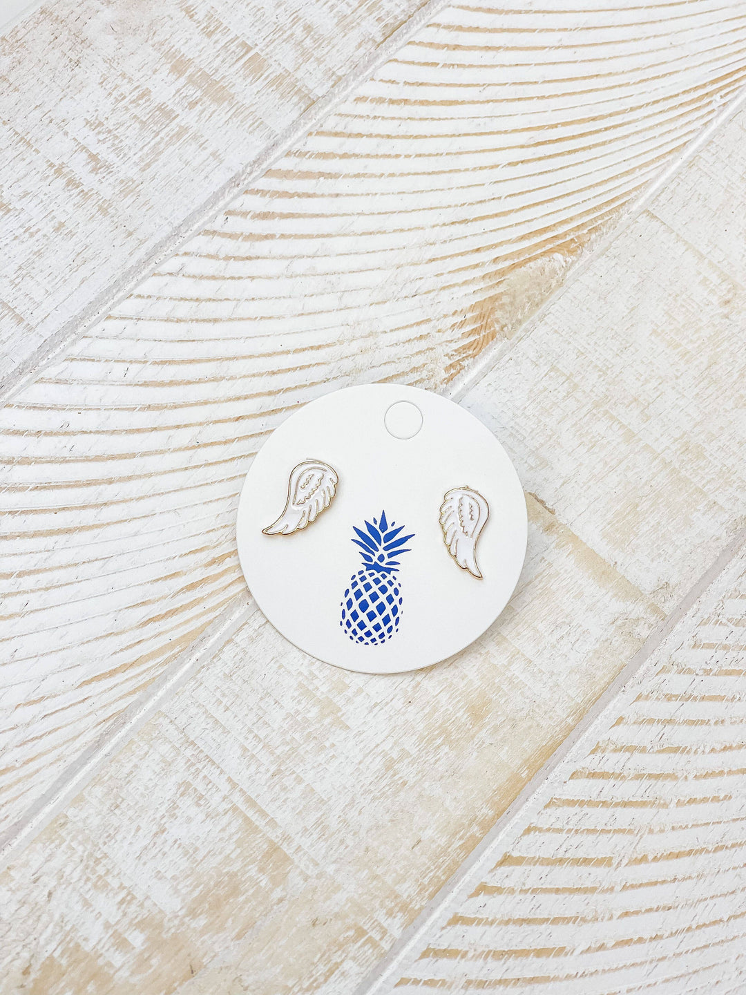 Enamel Stud Earrings-Angel Wings