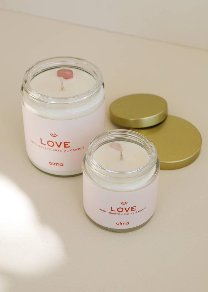 Candle 4oz-Love intention-Rose Quartz Crystal