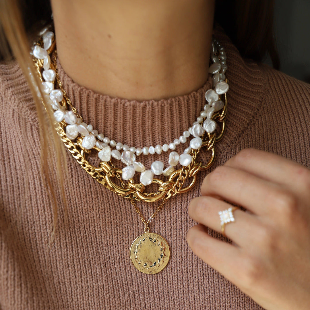 CN1405 Gold Necklace-Vintage French Coin