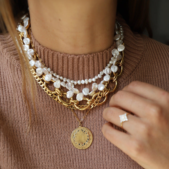 CN1405 Gold Necklace-Vintage French Coin