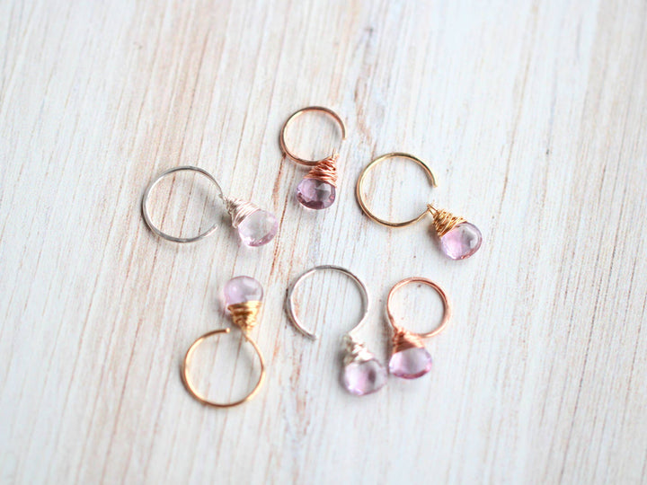 Earrings-Pink Amethyst Dangle Hugs