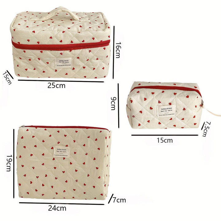 Red Heart Print Makeup Bags