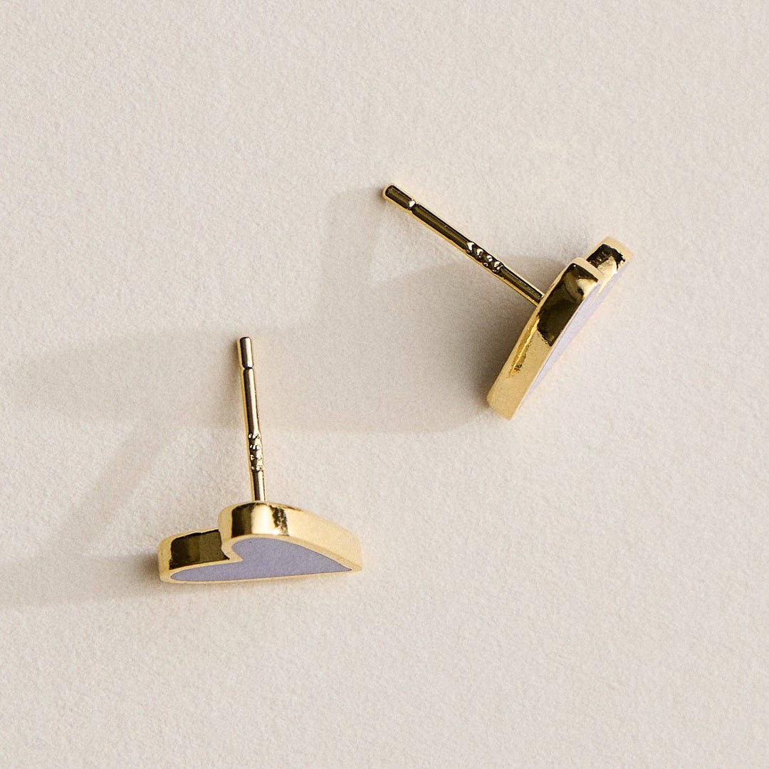 Enamel Heart 18K Gold Dip Stud Earrings