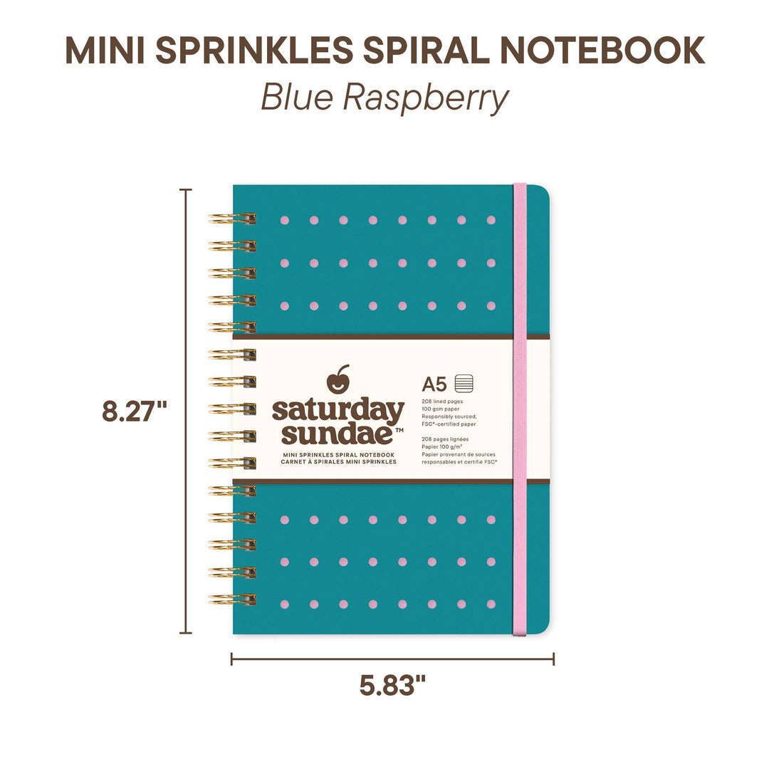 Spiral Notebook-Blue Raspberry A5 Mini Sprinkles