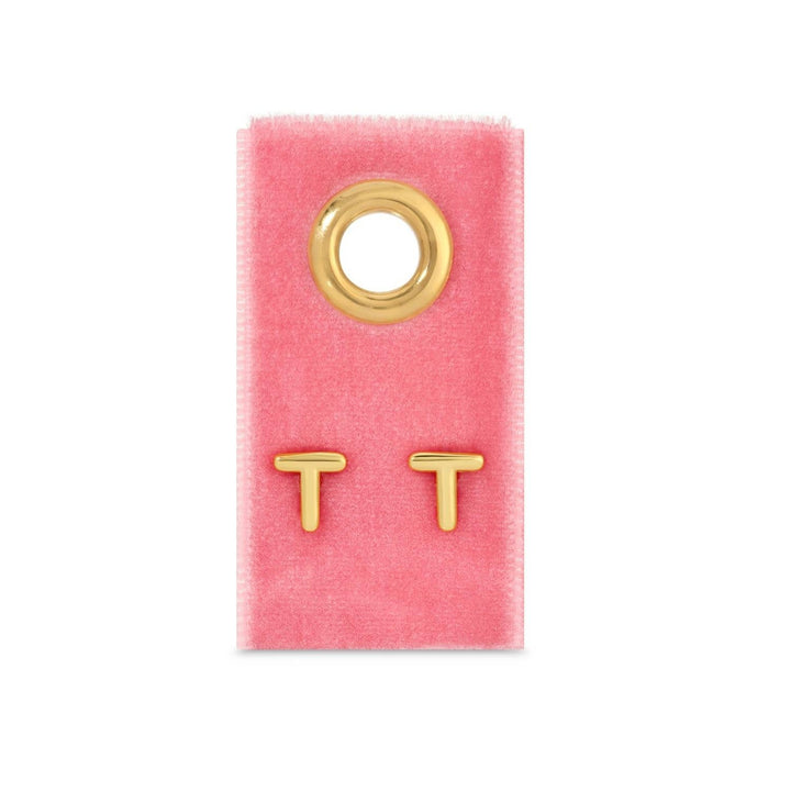 Velvet Gift Tag-Gold Initial Studs