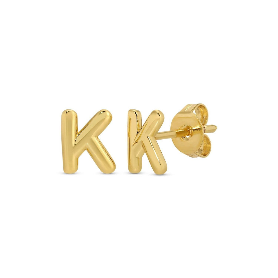 Velvet Gift Tag-Gold Initial Studs