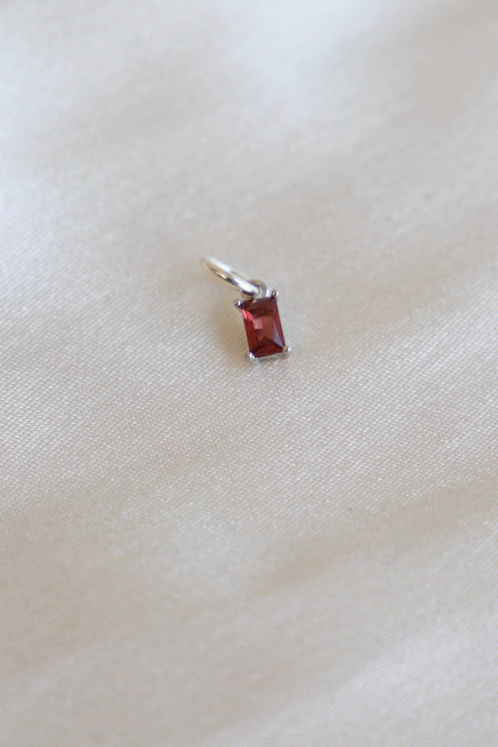Birthstone Charm-Emerald Cut Silver
