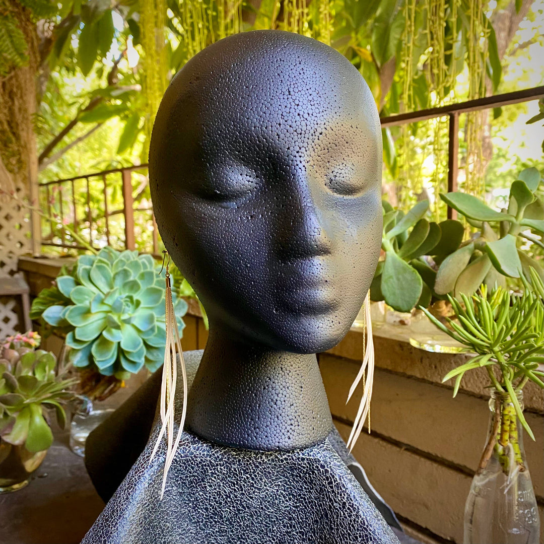 Earrings-FREEBIRDS COLLECTION: Mini Feather-Champagne