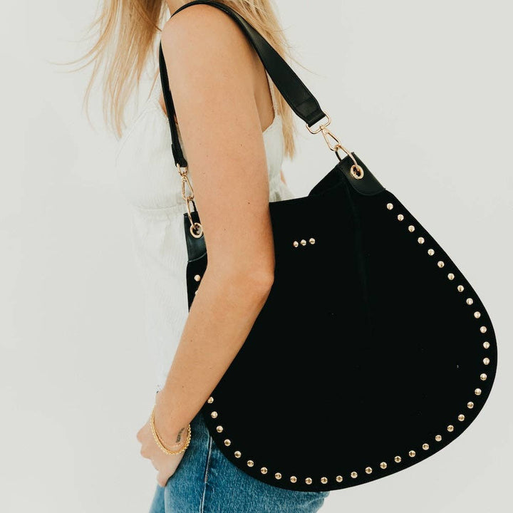Hobo Bag-Rosalie Rivet Suede