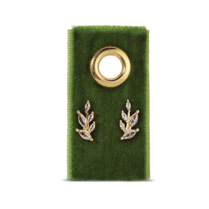 Velvet Gift Tag-Studs-Leaf