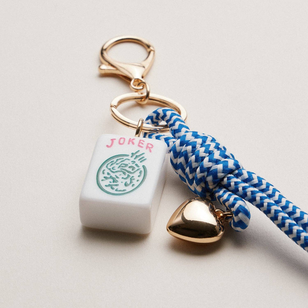 Mahjong Keychain | Heart Charm & Rope