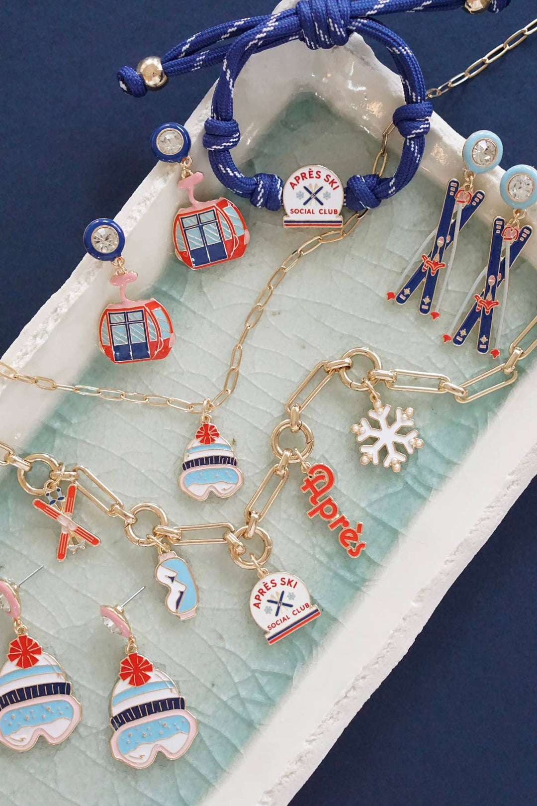 Enamel Charm-Après Ski Social Club in White