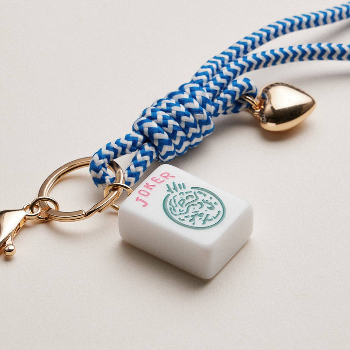 Mahjong Keychain | Heart Charm & Rope