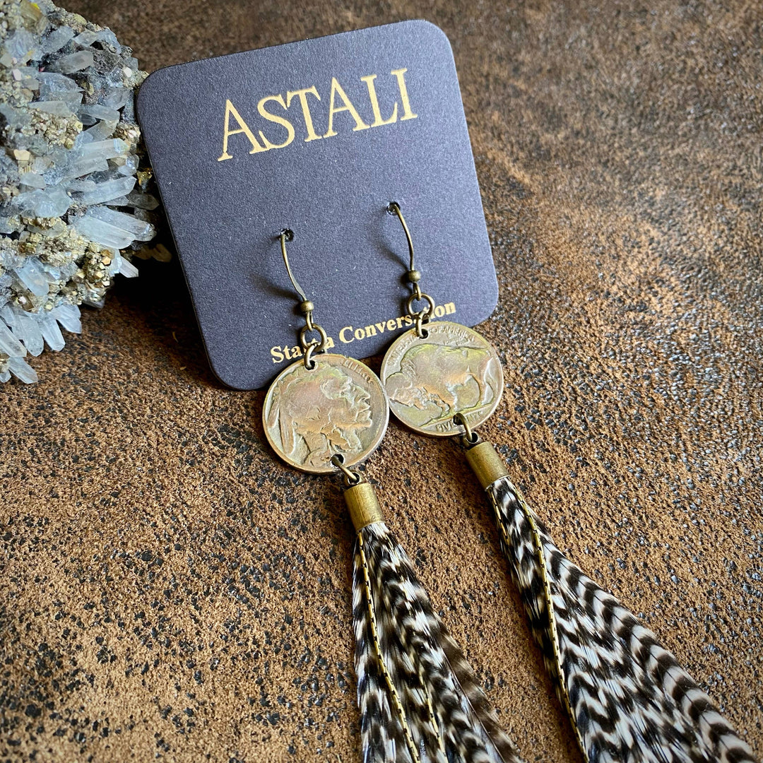 Earrings-FREEBIRDS COLLECTION: Buffalo Nickel-Grizzly