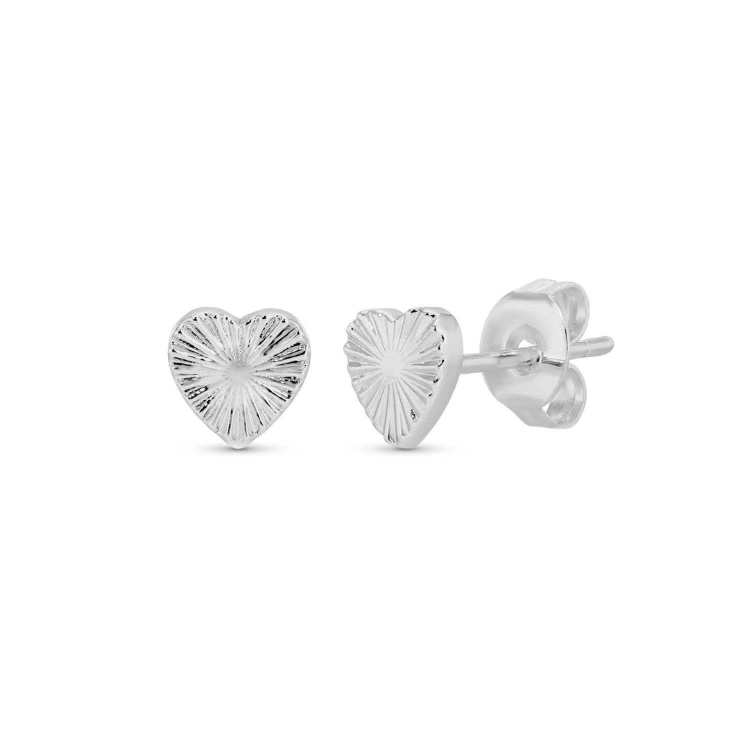 Velvet Gift Tag-Silver Heart Burst Studs