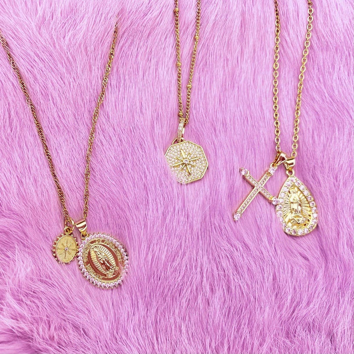 Necklace-Shine Double Charm Religious Pendant