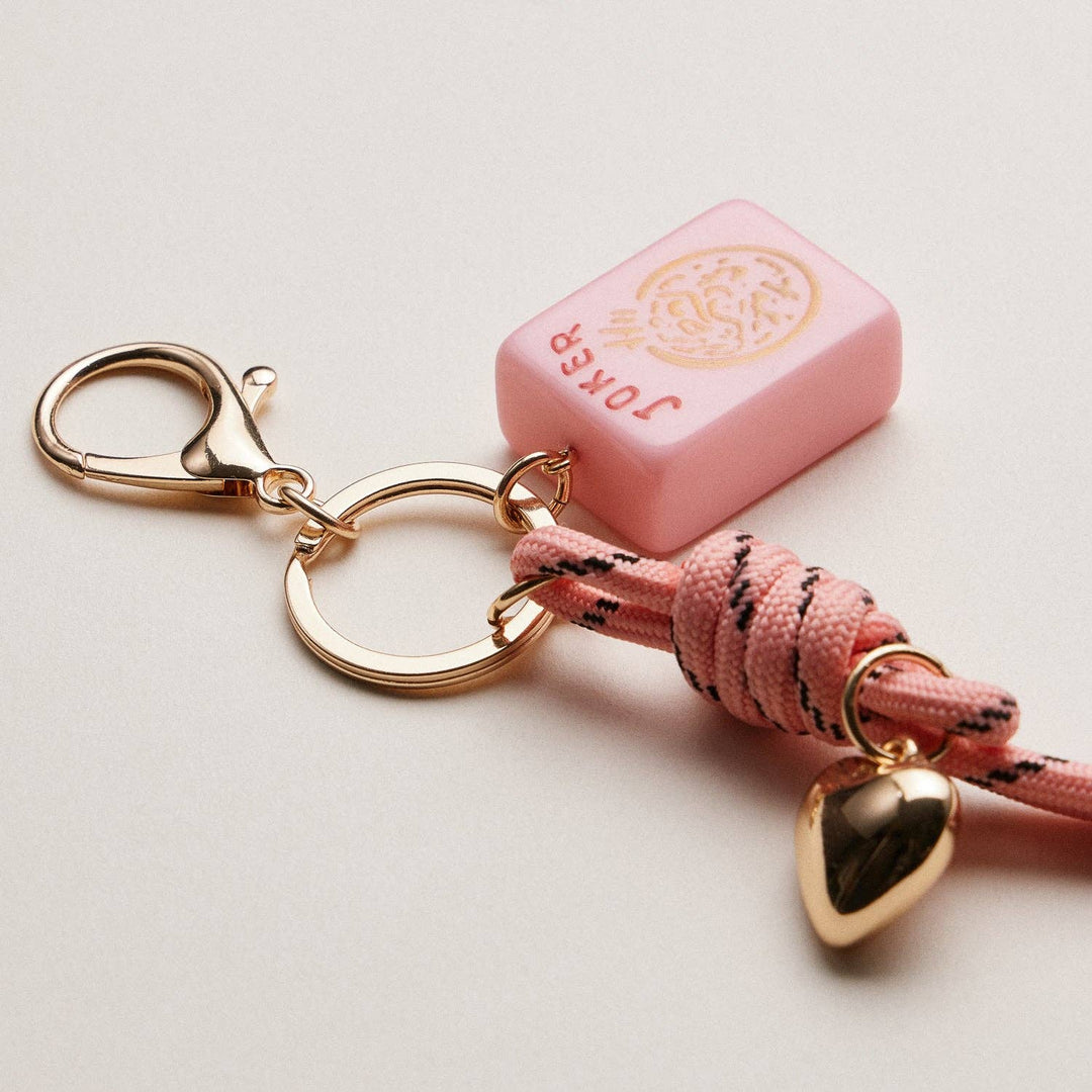 Mahjong Keychain | Heart Charm & Rope