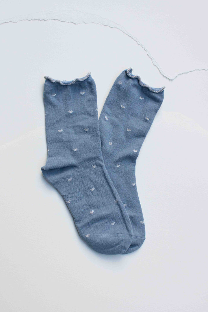 Mini Heart Ruffle Cotton Blend Socks