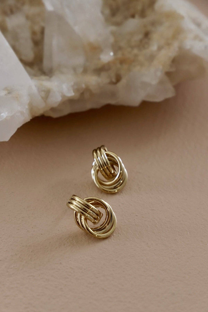 E1759G Earrings-Gold Trinity Knot Studs
