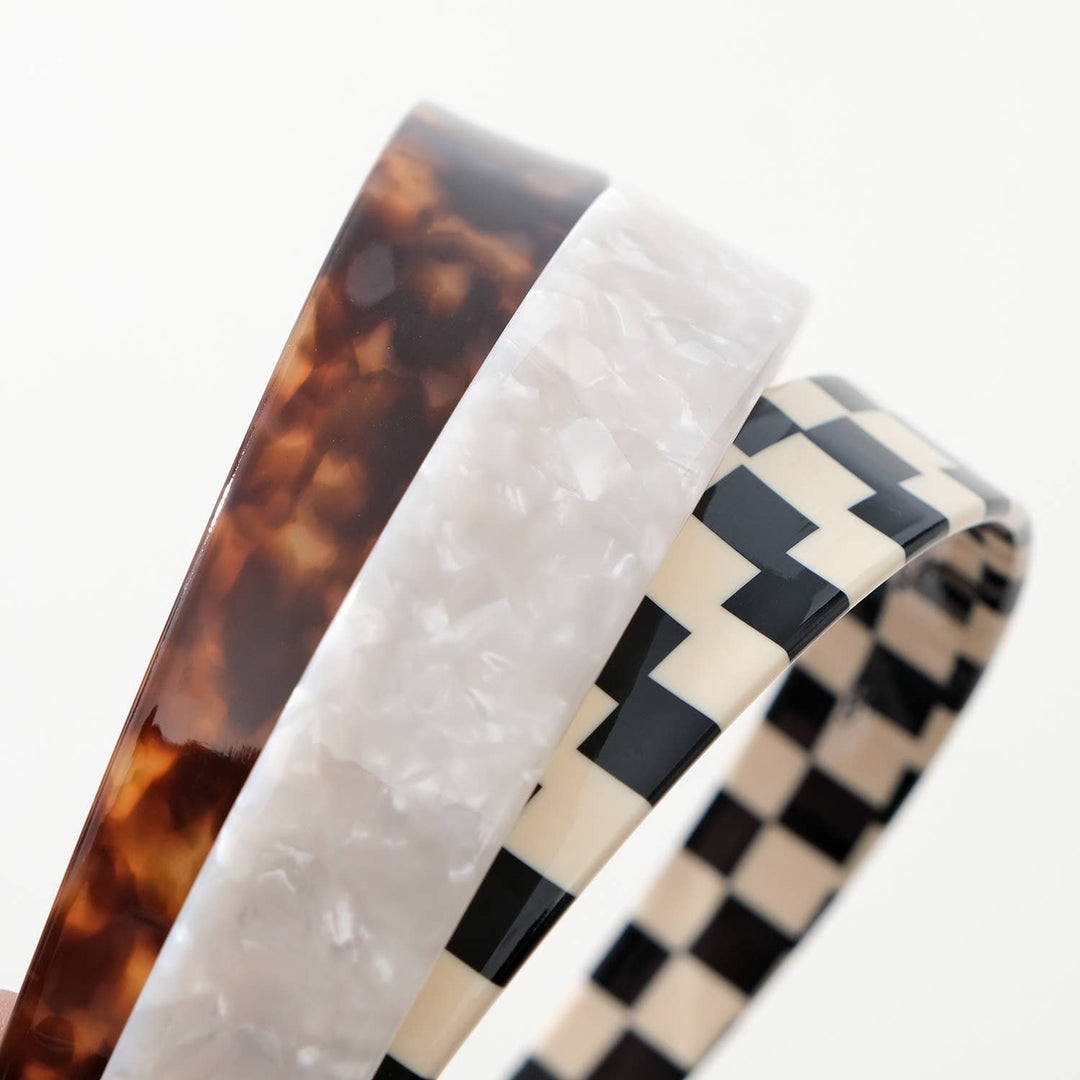 Core Acetate Skinny Headband | Checkered & Marbled