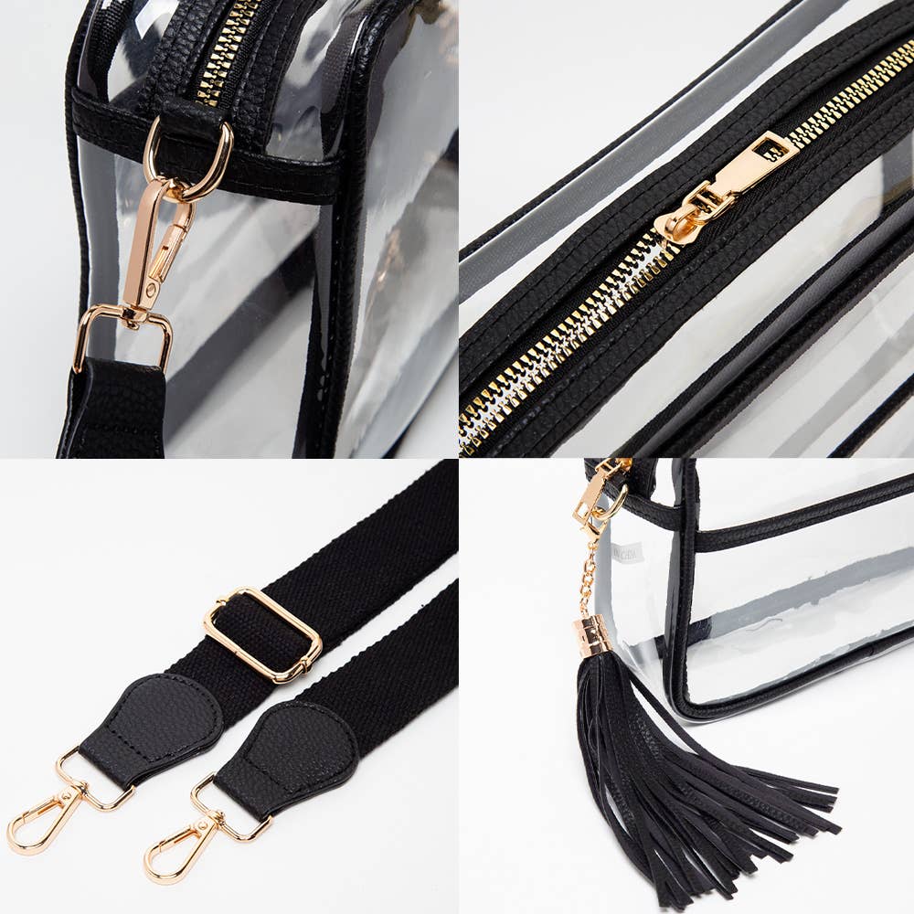 Tassel Crossbody Bag-Transparent