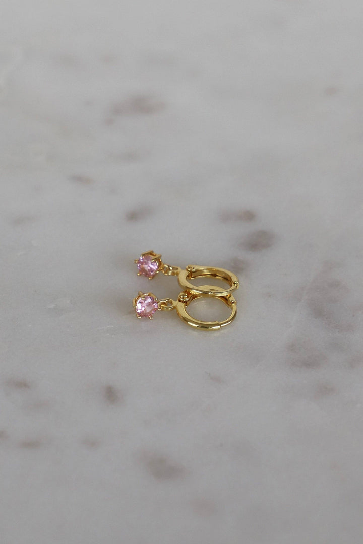 E1734G Earrings-Round Birthstone Huggies