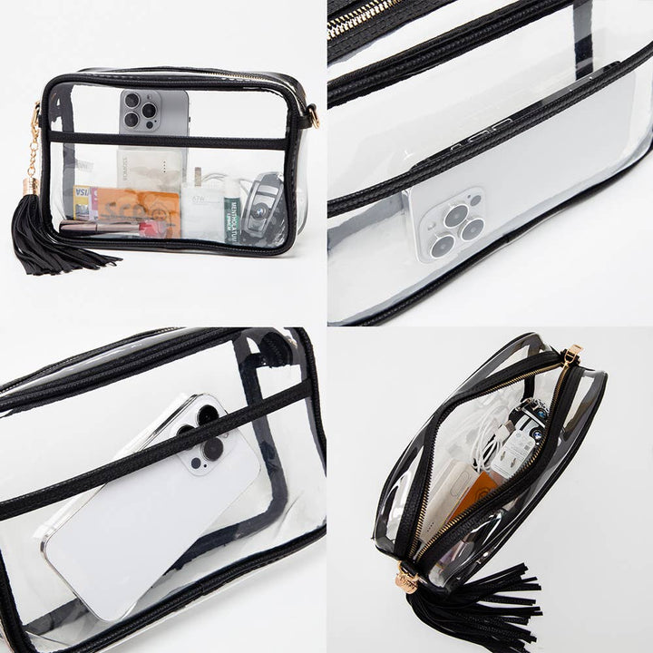 Tassel Crossbody Bag-Transparent