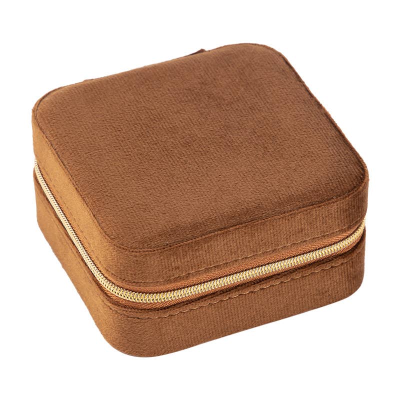 Velvet Lined Compact Jewelry Case PU Leather