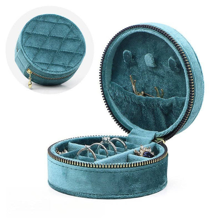 Round Oval Velvet Jewelry Box Portable Storage