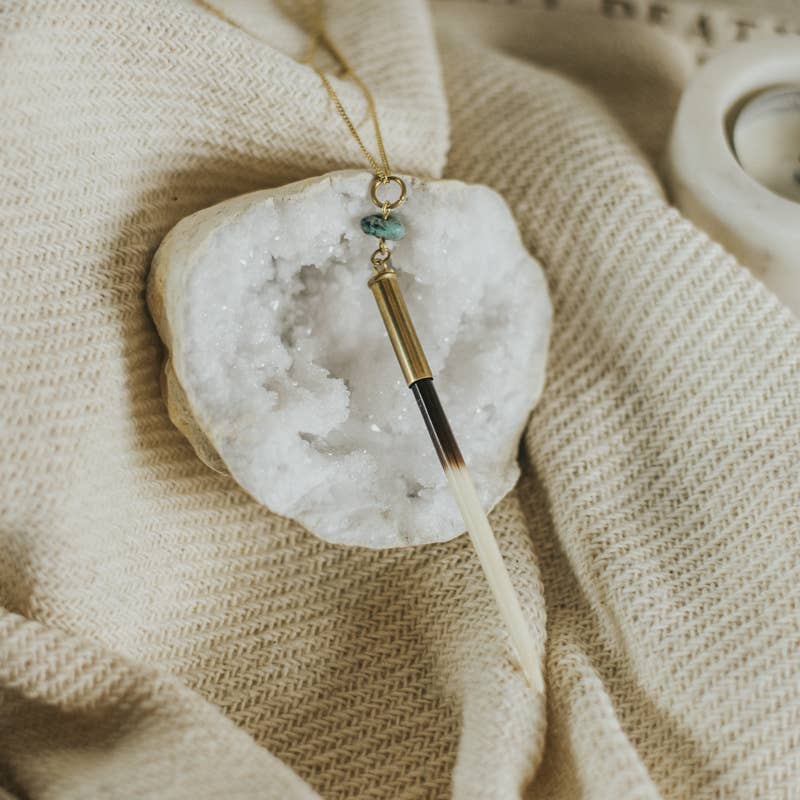 Commonform Necklace-Quill + Turquoise Necklace