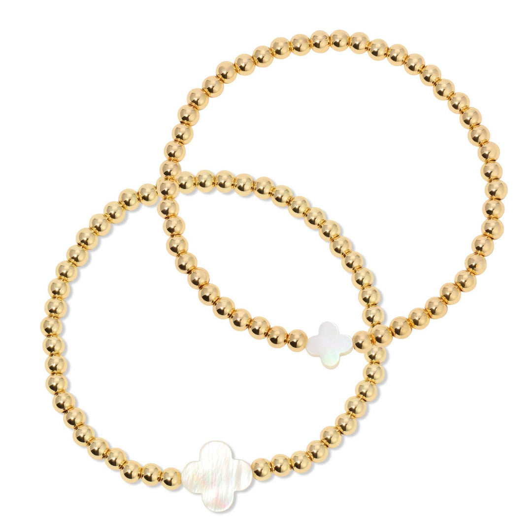 Bracelet With Shell Quatrefoil Accents-4mm Stretch