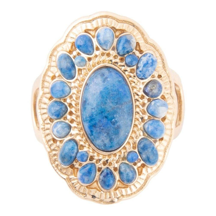 Ring-Concho Denim Blue Lapis Golden