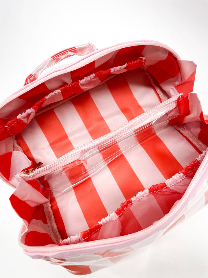 Cosmetic Toiletry Bag-Gloss & Go - Colorful Stripe Wipeable