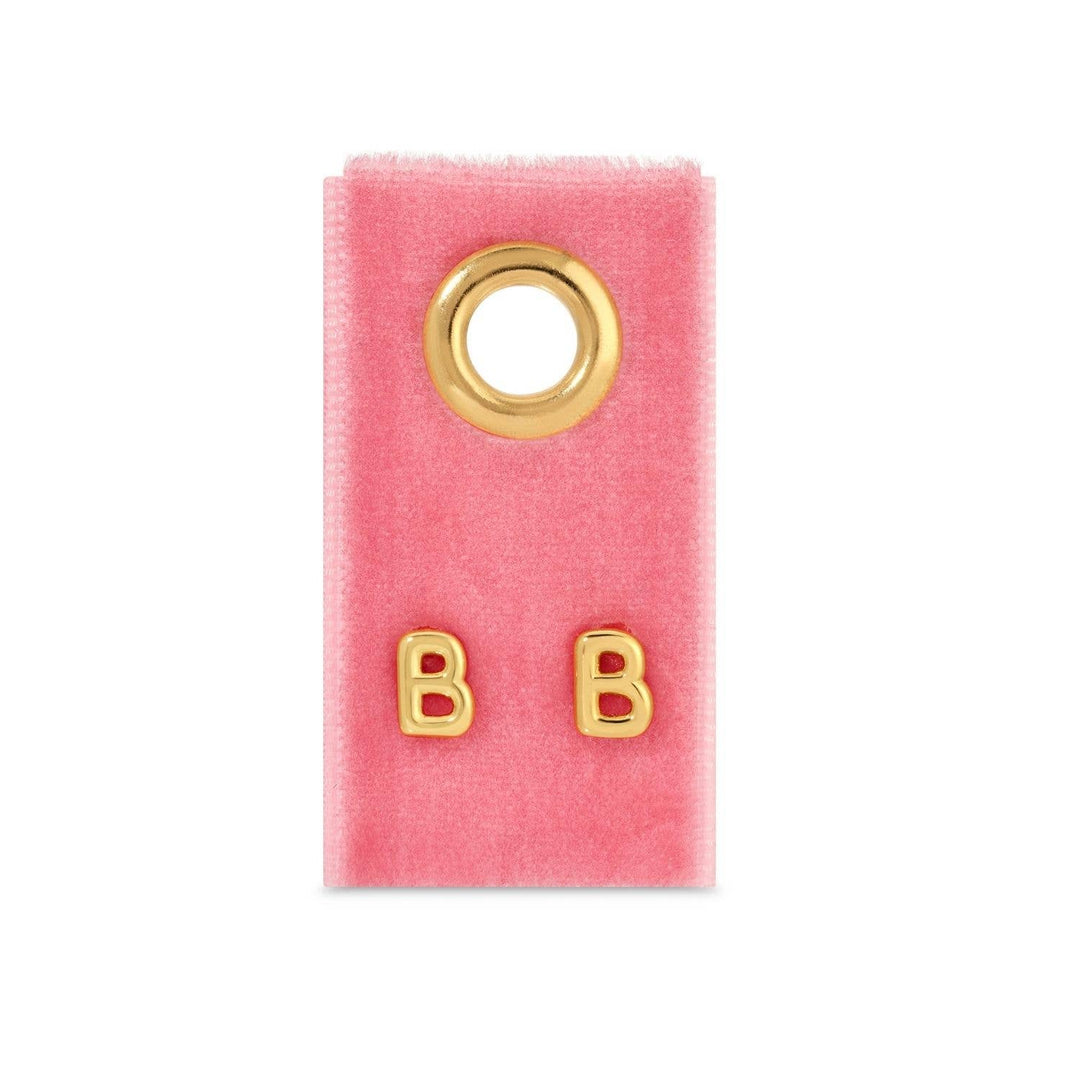 Velvet Gift Tag-Gold Initial Studs