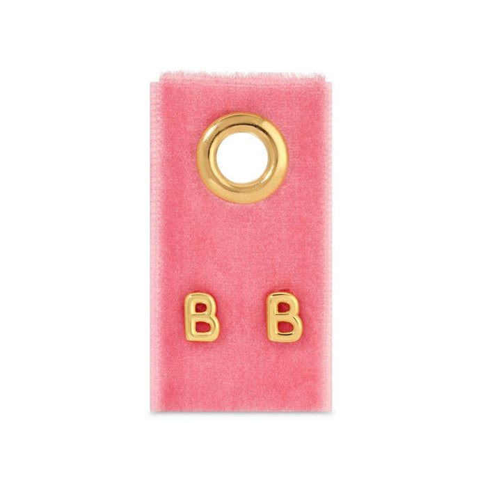 Velvet Gift Tag-Gold Initial Studs