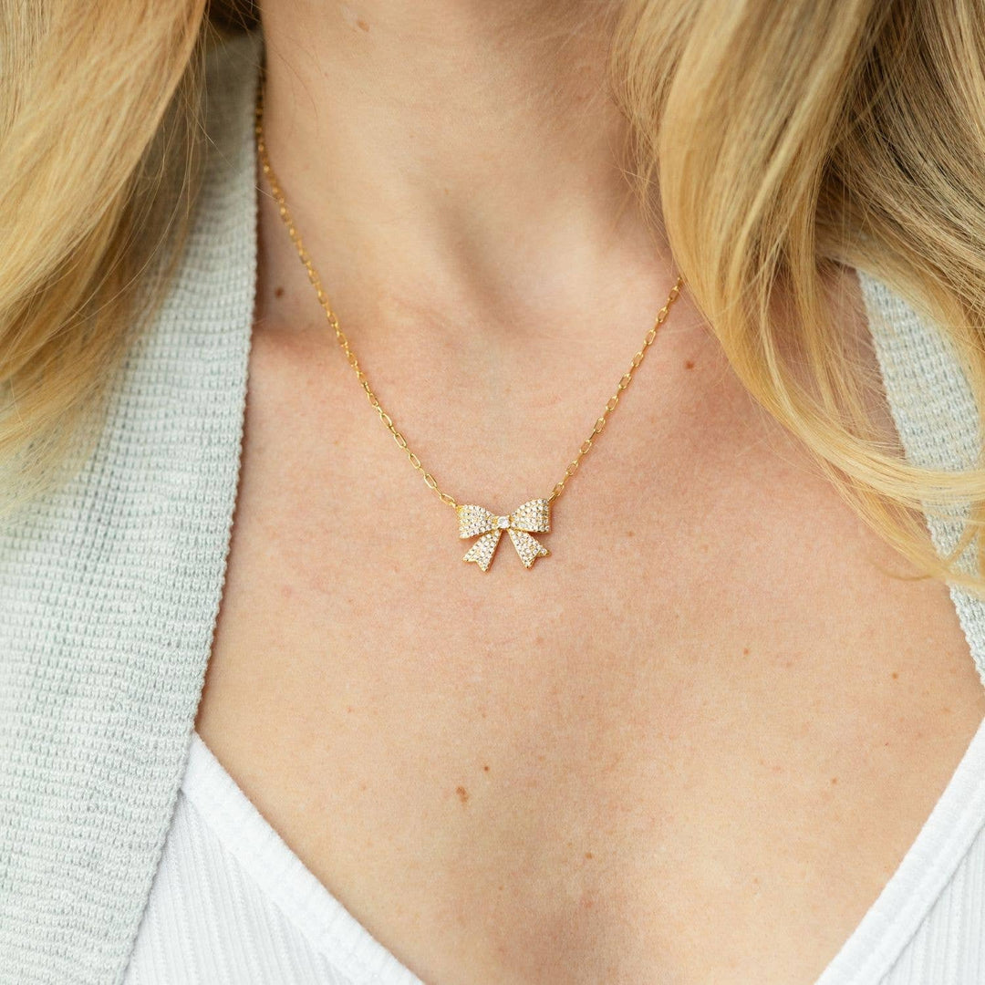 Necklace-Dainty Bow & Sparkle