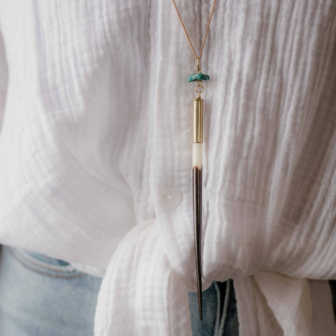 Commonform Necklace-Quill + Turquoise Necklace