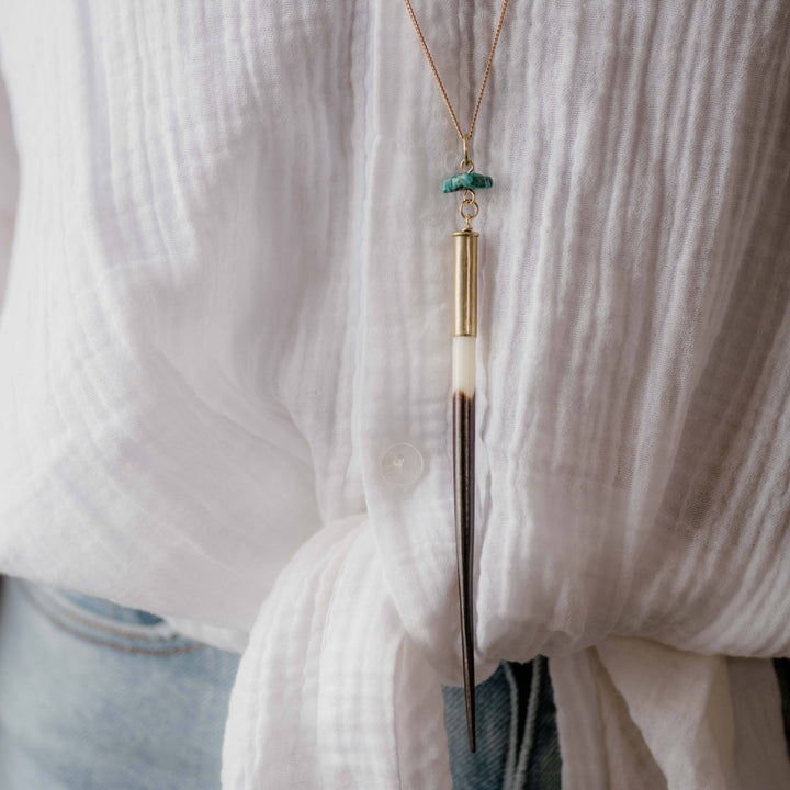 Commonform Necklace-Quill + Turquoise Necklace
