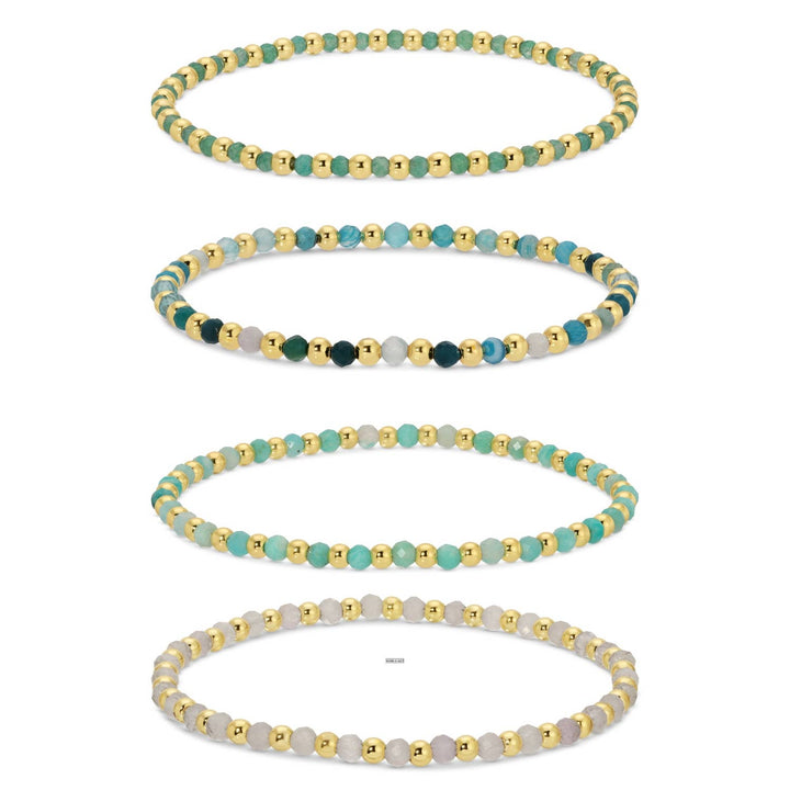 Beaded Bracelets w/ Alternating Stones-3mm Assorted