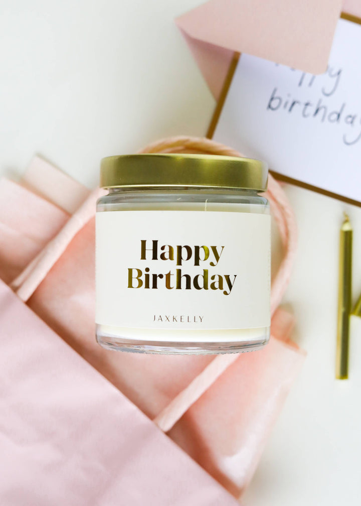 Candle 4oz-Happy Birthday Gold Celebration