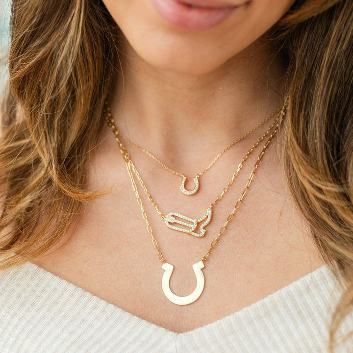Necklace-Pave Horseshoe