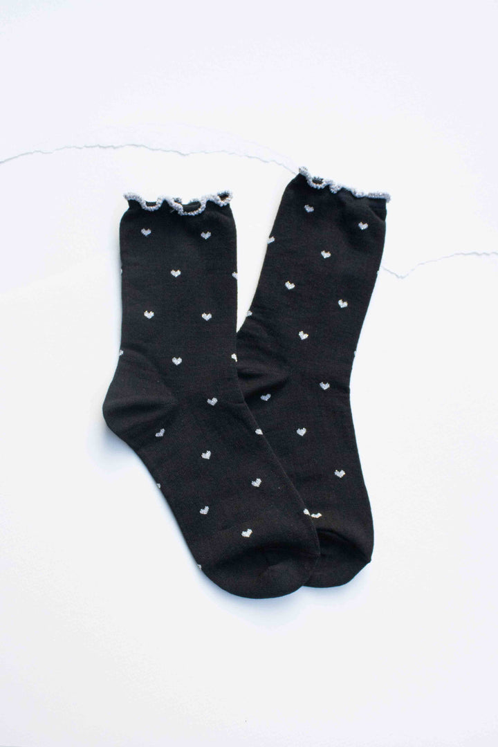 Mini Heart Ruffle Cotton Blend Socks