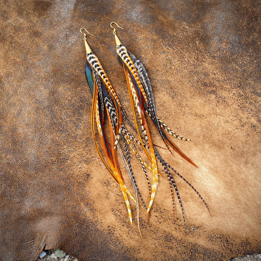 Earrings-FREEBIRDS COLLECTION: Cone Feather-Cree Mix
