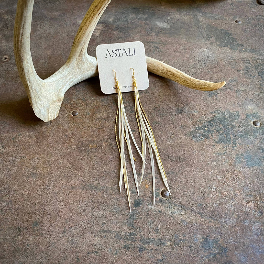 Earrings-FREEBIRDS COLLECTION: Mini Feather-Champagne