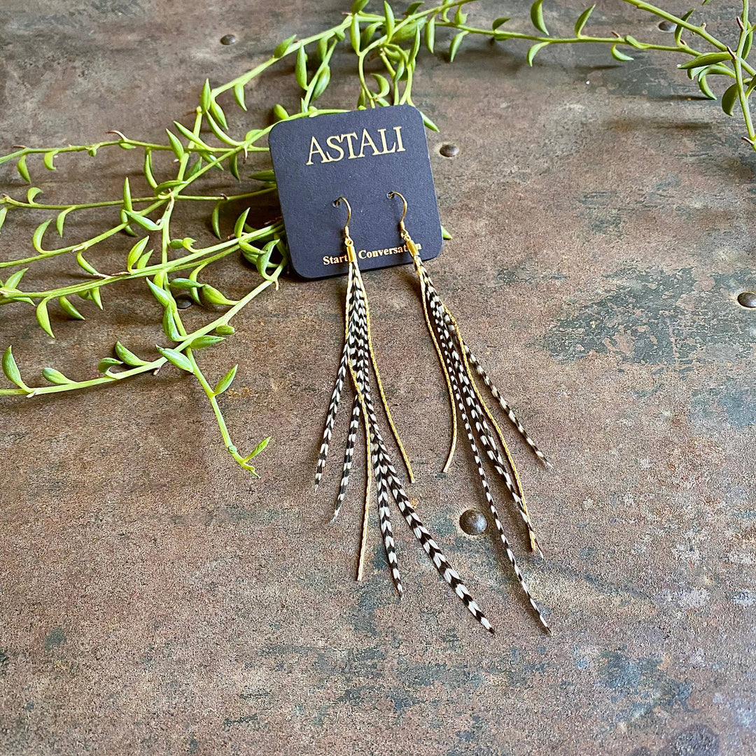 Earrings-FREEBIRDS COLLECTION: Mini Feather-Grizzly