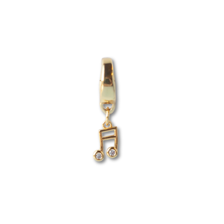 Gold Charm-Music Note CZ
